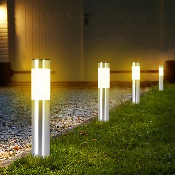 1/2/4 пакет слънчева градина пътека светлини външно LED осветление земята щепсел болард светлина за вътрешен двор, градини, пътеки, тревата, двор