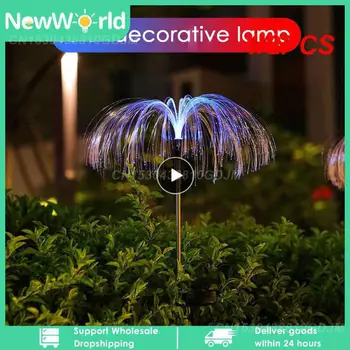 1 / 2PCS водоустойчиви градински светлини оптични медузи Led фея слънчеви светлини декоративни 7 цвята / топли светлини слънчева градина светлини
