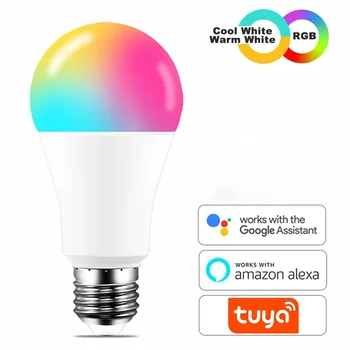 Tuya Wifi интелигентна крушка 16 цвята RGB крушка LED многоцветна крушка E27 база 220V домакинско осветление Регулируема интелигентна светлина за живот
