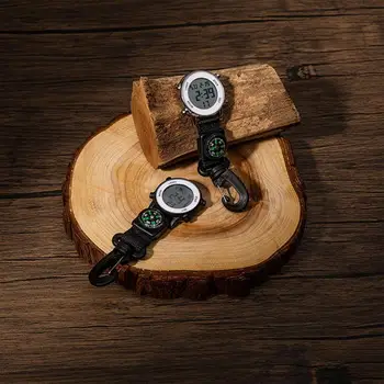 Digital Clip Watch Clip On Quartz Watch Backpack Pocket Watch Day Calendar Alarm Clock Compass LED Watch Outdoor Fashion