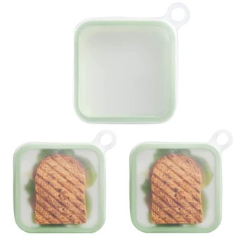 3Pcs сандвич контейнери за многократна употреба тост сандвич кутия микровълнова безопасна кутия за обяд преносим сандвич храна кутия за съхранение за деца възрастни
