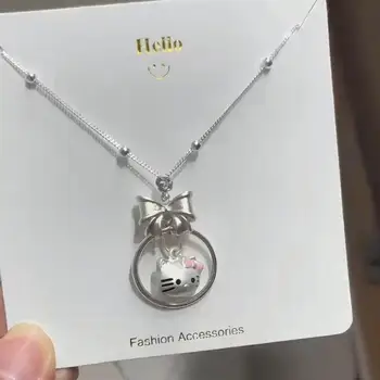 MINISO Sanrio Hellokitty's Plain Circle Escape Princess Bow Kitty Колие като подарък за рожден ден за приятелка и новогодишен подарък