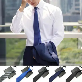 Мъже бизнес вратовръзка лека регулируема многофункционална плътен цвят копринена декоративна сватба ежедневно износване вратовръзка дрехи аксесоар