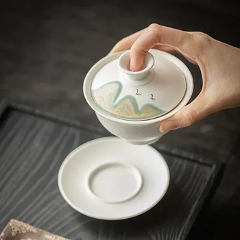 Китайски чай Tureen капак купа чинийка ръчно рисувани Sancai Gaiwan чай комплект Кунг Фу керамични чаши за чай Porcelanas Teaware чаши за чай