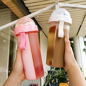 Висока стойност онлайн Знаменитост двойни чаши за пиене Сладки момичета и студенти На открито сламени чаши с дръжки Portable