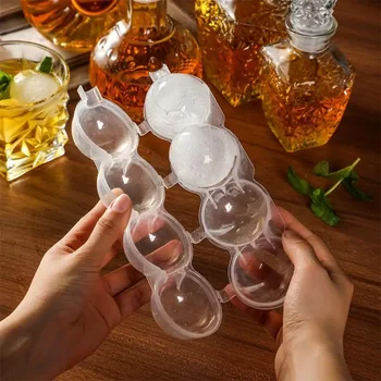 2023 Нови кухненски инструменти 4 кухина машина форма за лед гъвкав силиконово уиски коктейл DIY кръг ледена топка лед решетка парти за бар