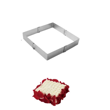  неръждаема стомана квадрат прибиращ се регулируем мус торта пръстен мухъл размер 6-11 инча квадратна торта мухъл десерт аксесоари