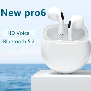 Оригинален Pro6 tws Smart Touch Control Безжични слушалки Bluetooth 5.0 слушалки Спортни слушалки Музикални слушалки За всички смартфони