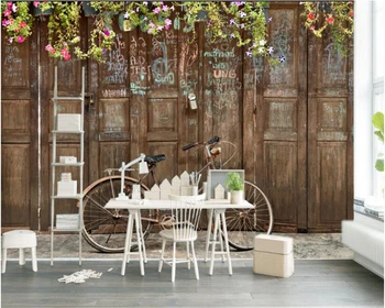 beibehang papel de parede tapety Носталгична ретро мода голям вътрешен тапет велосипед цвете лоза роза спалня фон стена