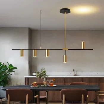 Дълъг полилей модерен стил LED кухня висящи таванни светлини от спалня висулка ресторант брояч за декорация на дома лампа