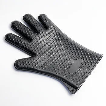 1бр Силиконови ръкавици за хранителни цели Топлоустойчива топлоизолация Анти-попарване Микровълнова фурна Печени ръкавици с пет пръста