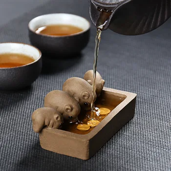 ZiSha чай домашен любимец лилава глина чай домашен любимец малки прасенца пият вода китайски суров керамика кунг-фу чай комплект начало декорация чай аксесоари