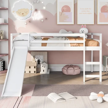 Сиво легло с 2 отделни легла с многофункционален дизайн и две чекмеджета за декор на детска стая