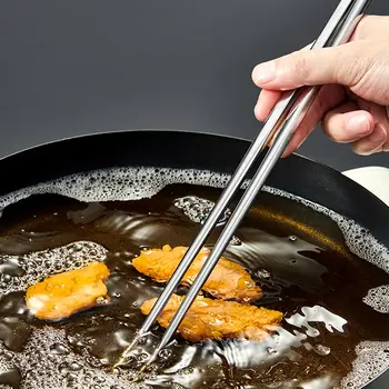 WORTHBUY Пръчици от неръждаема стомана Дълги пръчици за готвене Юфка Дълбоко пържена гореща тенджера Многократна употреба Прибори за хранене