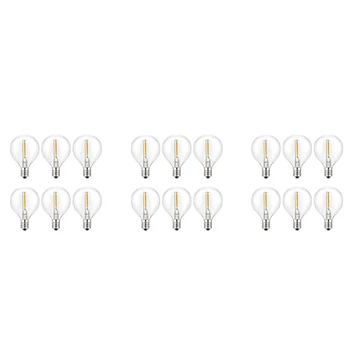 18Pcs G40 LED заместващи крушки, E12 винтова основа нечупливи LED глобус крушки за слънчеви струнни светлини топло бяло