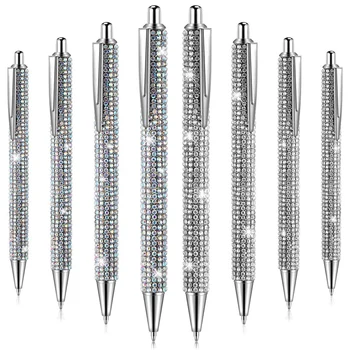 8Pcs сладък писалка Bling диамантени писалки Коледни кристали подарък метални химикалки фантазия блестящи кристални писалки