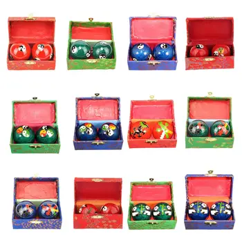2x Ръчни масажни топки с кутия за съхранение Преносима релаксация Облекчете сковаността Подарък Baoding топки за деца на средна възраст