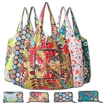 Флорални печатни ежедневни чанти с голям капацитет женски чанти Единични чанти за пазаруване с едно рамо Ежедневна употреба Жени платно плажна чанта