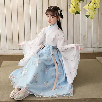 Новогодишни дрехи момичета рокля китайски ханфу принцеса рокли деца фея народен колан деца танц ориенталски костюм Vestido Chino