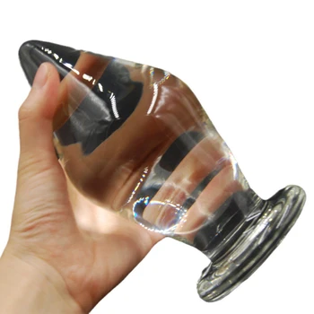 80mm Супер огромен стъклен вибратор Голям анален щепсел Мъжки масажор на простатата G-Spot Мастурбация Гей ануса Expander Секс играчки за жени Мъже
