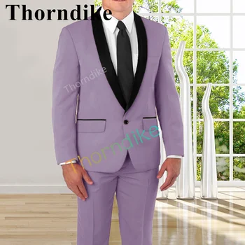 Thorndike Light-Purple- New-Arrival-Groomsmen-Shawl-Black-Lapel-Groom-Tuxedos-Hot-Sales-Men-Suits-Wedding-Best-Man-Jacket