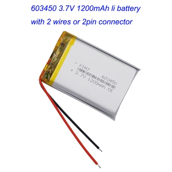  3.7V 1200mAh 4.44Wh Li-полимерна подмяна Li Lipo батерия 603450 JST 2Pin 1.0 / 1.25 / 1.5 / 2.0 / 2.54mm конектор за GPS камера LED