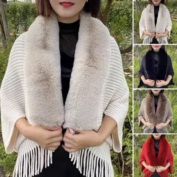 стилен дамски зимен шал плътен цвят поддържа топъл половин ръкав уютен комфортен дамски зимен шал