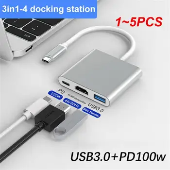 1~5PCS Thunderbolt 3 адаптер USB Type C Hub HDMI-съвместима 4K поддръжка Dex режим USB-C докинг с PD за MacBook /Air