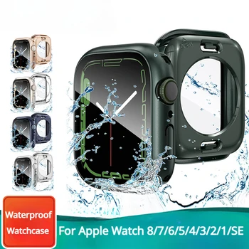 Водоустойчив калъф за Apple Watch 7 8 45mm 41mm 49mm 44mm 40mm Стъклен скрийн протектор Капак калъф броня iWatch 4 5 SE 6 7 8 Ultra