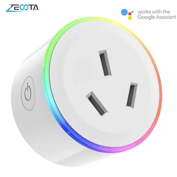 Wifi Smart Power Plug AU адаптер Цветна LED светлина Мини Homekit Socket 10A Гласов контрол работи с Alexa Google Home Tuya App