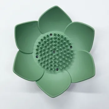 1Pcs силиконова сапунена кутия Lotus форма нехлъзгащ преносим държач вода плътен цвят източване сапунерка ястие аксесоари за баня