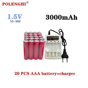 POLENGHI 2-40PCS 1.5V 3000mAh никел водород AAA предварително заредена батерия за CMARA компютърен микрофон играчка LED фенерче + зарядно устройство